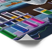 Speelse kattenwetenschapper in het laboratorium poster (Hoek)