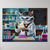 Speelse kattenwetenschapper in het laboratorium poster (Voorkant)