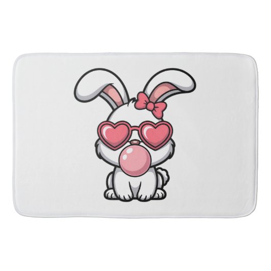 speelse Kawaii Konijn met Bubblegum Bel Badmat (Voorkant)