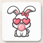 speelse Kawaii Konijn met Bubblegum Bel Bier Onderzetter (Voorkant)
