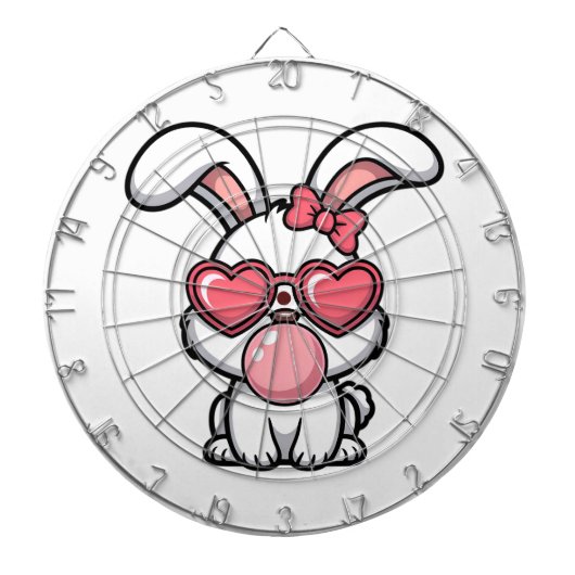 speelse Kawaii Konijn met Bubblegum Bel Dartbord (Voorkant)