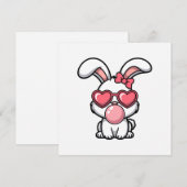 speelse Kawaii Konijn met Bubblegum Bel Kaart (Voorkant / Achterkant)