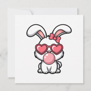 speelse Kawaii Konijn met Bubblegum Bel Kaart