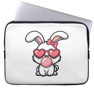 speelse Kawaii Konijn met Bubblegum Bel Laptop Sleeve