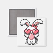 speelse Kawaii Konijn met Bubblegum Bel Magneet (Voorkant / Achterkant)