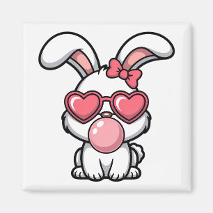 speelse Kawaii Konijn met Bubblegum Bel Magneet