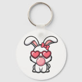 speelse Kawaii Konijn met Bubblegum Bel Sleutelhanger (Voorkant)