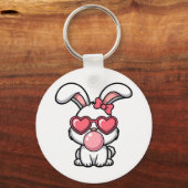 speelse Kawaii Konijn met Bubblegum Bel Sleutelhanger (Voorkant)