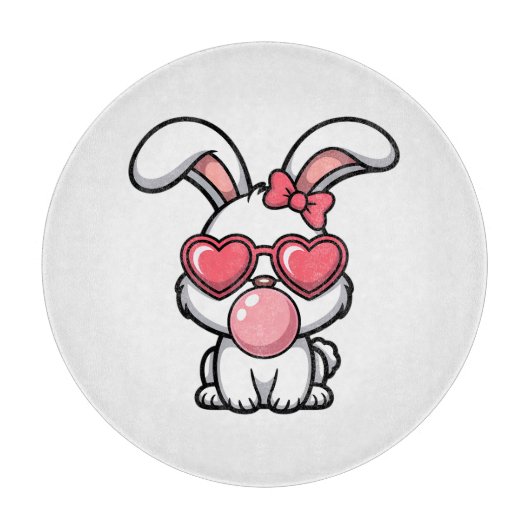 speelse Kawaii Konijn met Bubblegum Bel Snijplank (Voorkant)