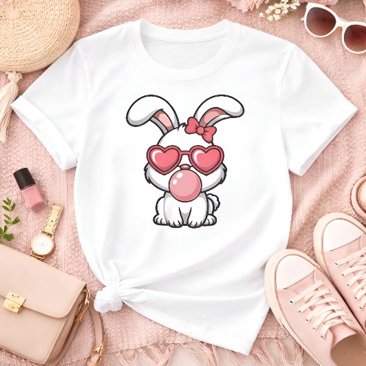 speelse Kawaii Konijn met Bubblegum Bel T-shirt