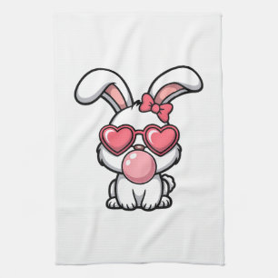 speelse Kawaii Konijn met Bubblegum Bel Theedoek
