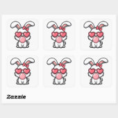 speelse Kawaii Konijn met Bubblegum Bel Vierkante Sticker (Vel)