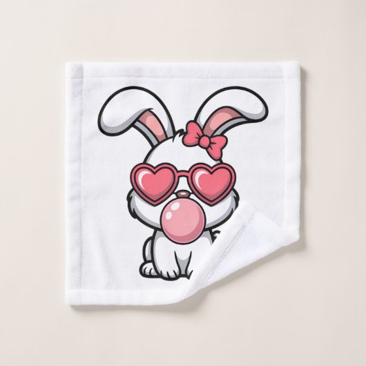 speelse Kawaii Konijn met Bubblegum Bel Washandje (Wasdoekje)