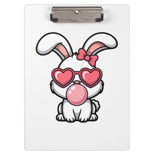 speelse Kawaii Konijn met Kauwgom Bubbel Klembord (Voorkant)