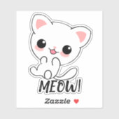 Speelse Kawaii Witte Kitten Custom Sticker (Vel)