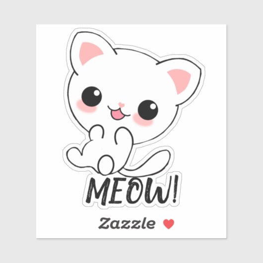 Speelse Kawaii Witte Kitten Custom Sticker (Vel)