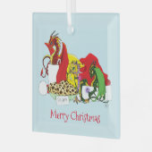 Speelse Kerst Draken Fantasie Melk Koekjes Glas Ornament (Voorkant links)