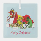 Speelse Kerst Draken Fantasie Melk Koekjes Glas Ornament (Voorkant)