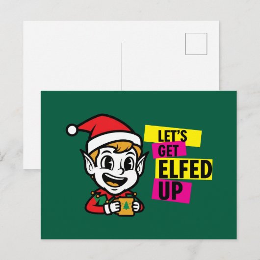 Speelse Kerst Elf Briefkaart (Voorkant / Achterkant)