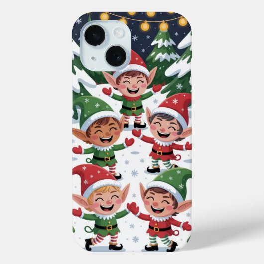Speelse Kerst Elfen Sneeuw iPhone / iPad case (Achterkant)