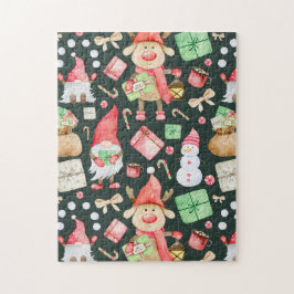 Speelse Kerst Esthetische Patroon - Leuke Feestdag Legpuzzel