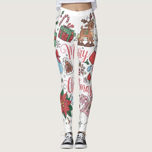 Speelse Kerst Hart Stijl Leggings (Voorkant)