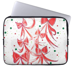 Speelse Kerst Kerststok linten patroon Laptop Sleeve