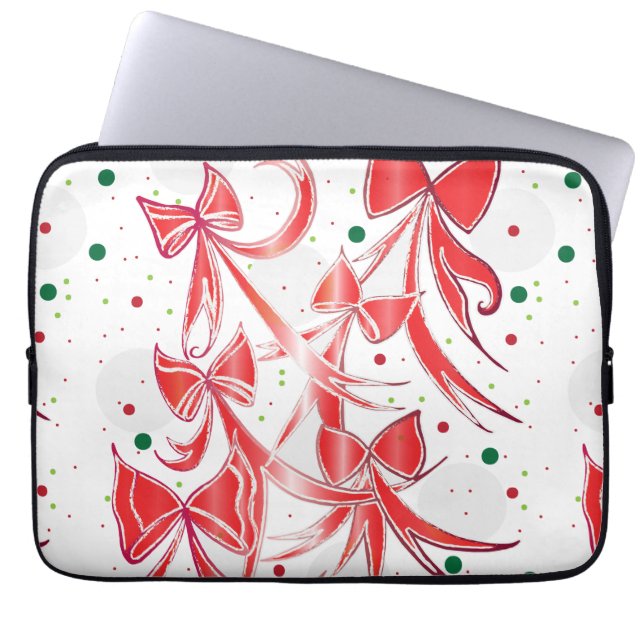 Speelse Kerst Kerststok linten patroon Laptop Sleeve (Voorkant)