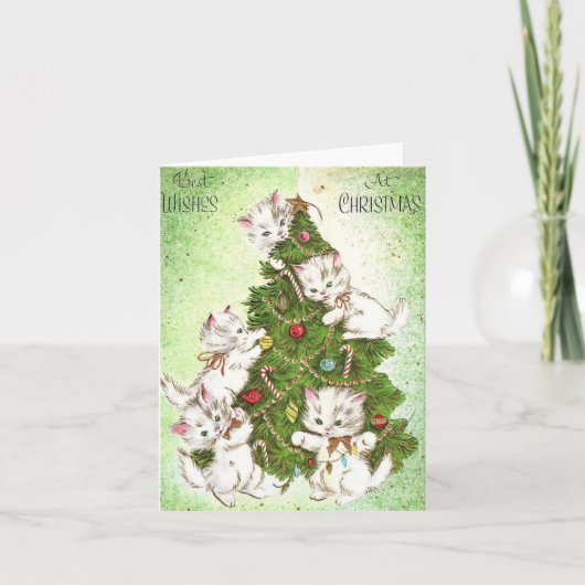  speelse kerst Kittens Kaart (Voorkant)