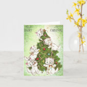  speelse kerst Kittens Kaart (Gele Bloem)