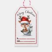 Speelse kerst labels met een vrolijk rendier cadeaulabel (Achterkant)