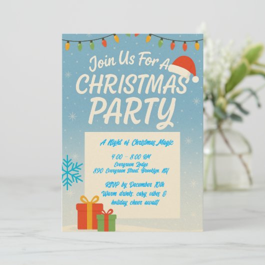 Speelse kerst party uitnodiging (Staand voorkant)