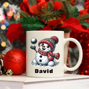 Speelse Kerst Sneeuwbal Sneeuwman Koffiemok