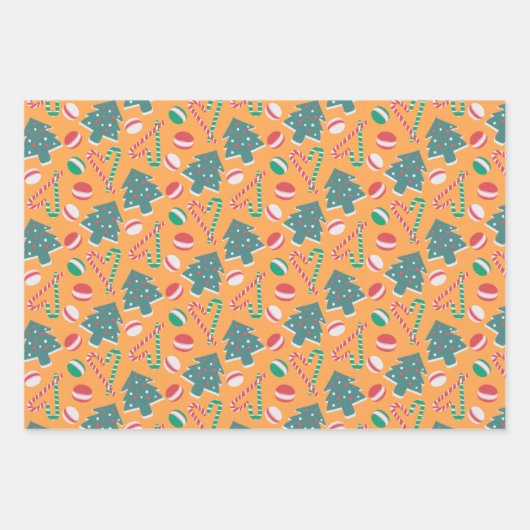 Speelse Kerst Snoepjes Inpakpapier Set#6 (Voorkant 2)