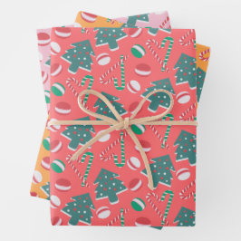Speelse Kerst Snoepjes Inpakpapier Set#6 Vel