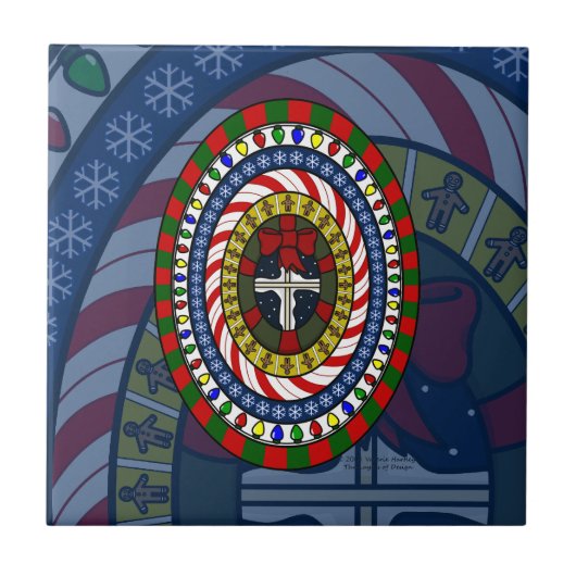 Speelse kerst Tegel Tegeltje (Voorkant)