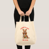 Speelse Kerst Waterverf Cocker Spaniel Hond Tote Bag (Voorkant (product))