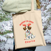 Speelse kerst Waterverf Schattige Jack Russell Dog Tote Bag