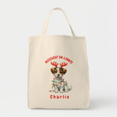 Speelse kerst Waterverf Schattige Jack Russell Dog Tote Bag (Voorkant)
