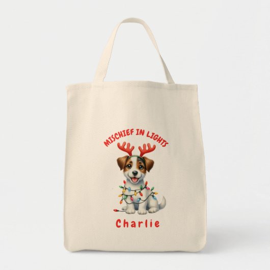 Speelse kerst Waterverf Schattige Jack Russell Dog Tote Bag (Voorkant)