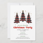 Speelse Kerstboom Editable Uitnodiging met Buffalo (Voorkant)