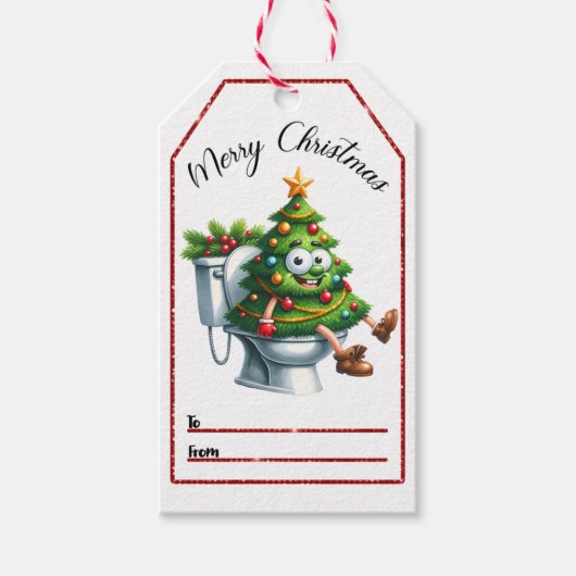 Speelse kerstboom labels cadeaulabel (Voorkant)