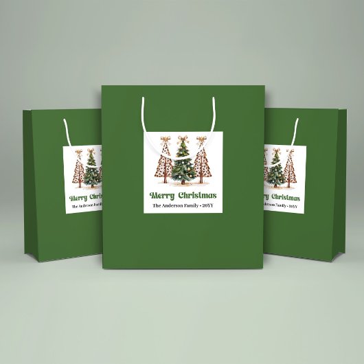 Speelse Kerstboom Luipaardprint Gift Bag Klant Groot Cadeauzakje
