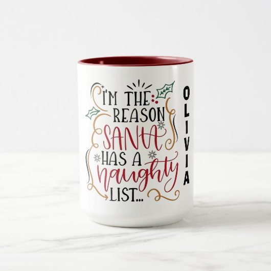 Speelse Kerstcitaten Ontwerp met Stoute Lijst Mok (Midden)