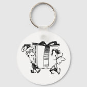 Speelse Kerstelfjes die een Reusachtig Geschenk dr Sleutelhanger (Voorkant)