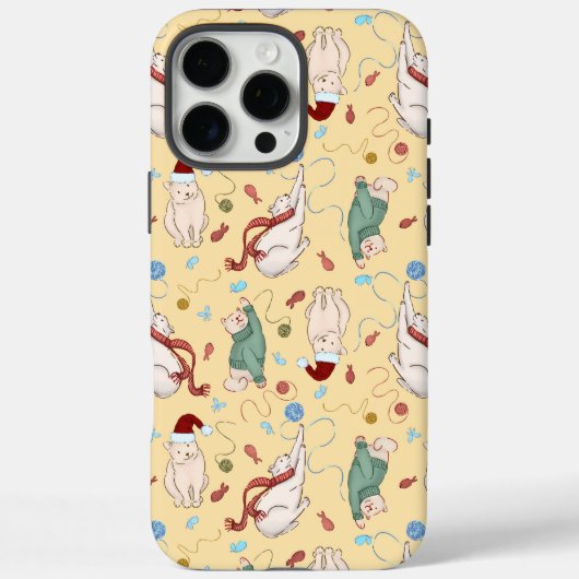 Speelse kerstkatten met garen en vakantiemotief Case-Mate iPhone case (Achterkant)