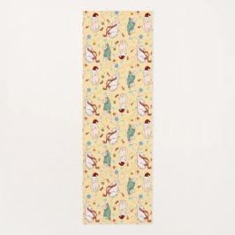 Speelse kerstkatten met garen en vakantiemotief yogamat