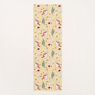 Speelse kerstkatten met garen en vakantiemotief yogamat