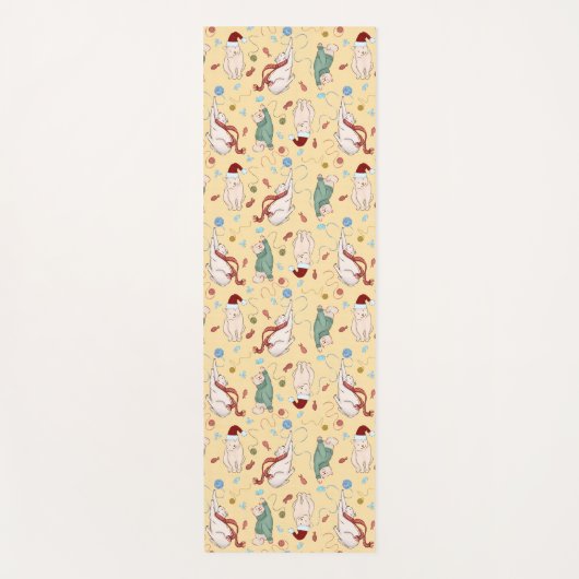 Speelse kerstkatten met garen en vakantiemotief yogamat (Voorkant)