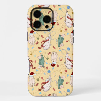 Speelse Kerstkatten met Garens en Kerstmotieven iPhone 16 Pro Max Hoesje